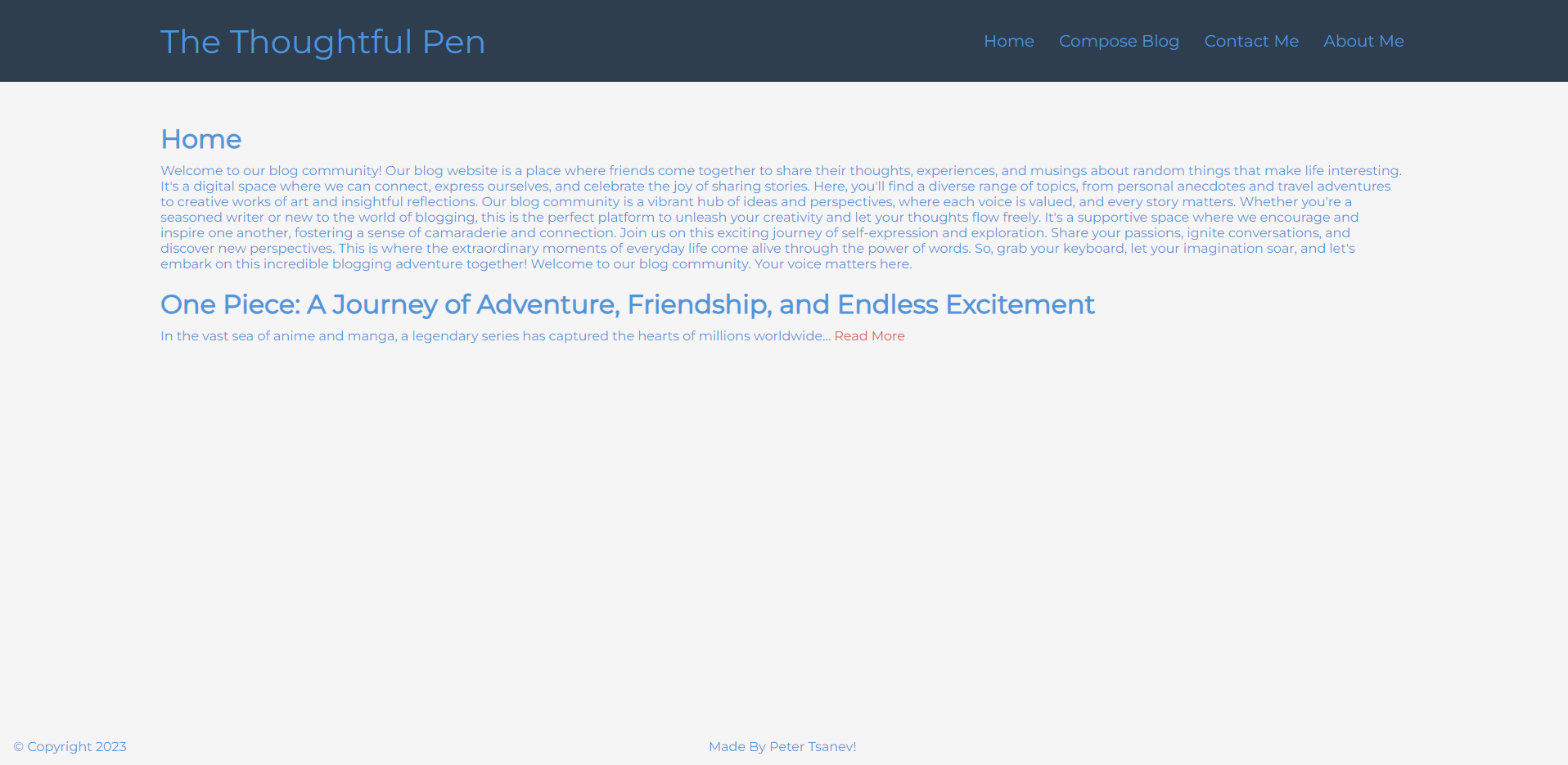 blog app home page